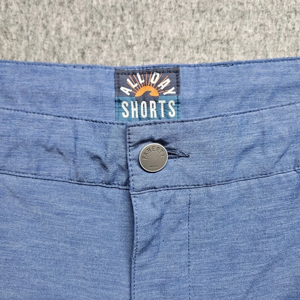 Faherty All Day Shorts Mens 38 Blue Hybrid Stretch Boardshorts MSC0012